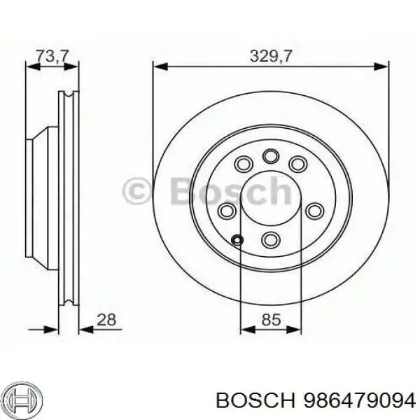 986479094 Bosch disco de freno trasero