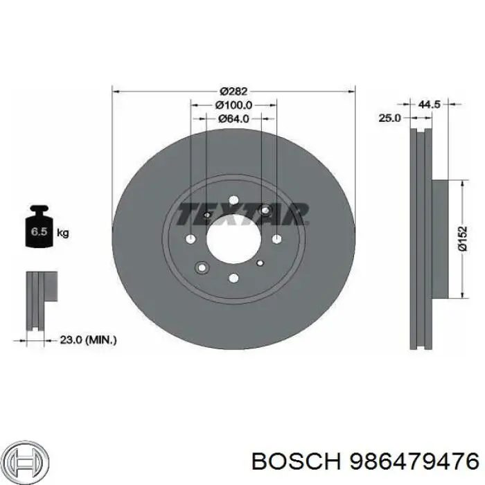 986479476 Bosch freno de disco delantero