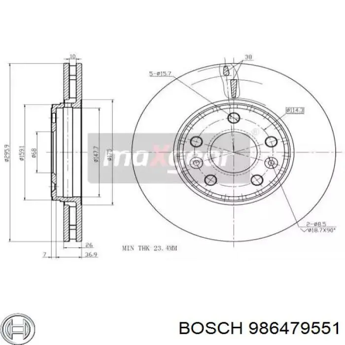 986479551 Bosch freno de disco delantero