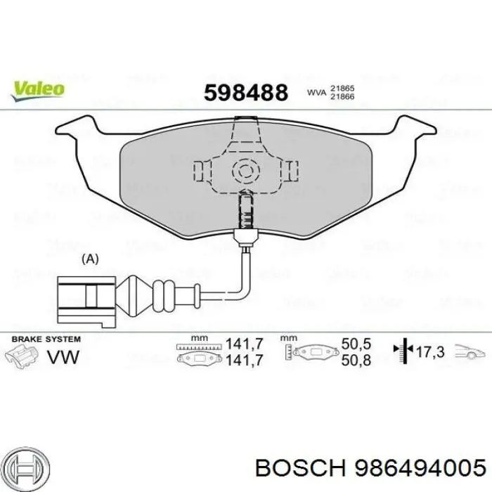 986494005 Bosch pastillas de freno delanteras