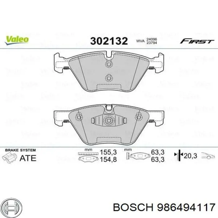 986494117 Bosch pastillas de freno delanteras