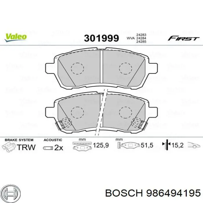 986494195 Bosch pastillas de freno delanteras