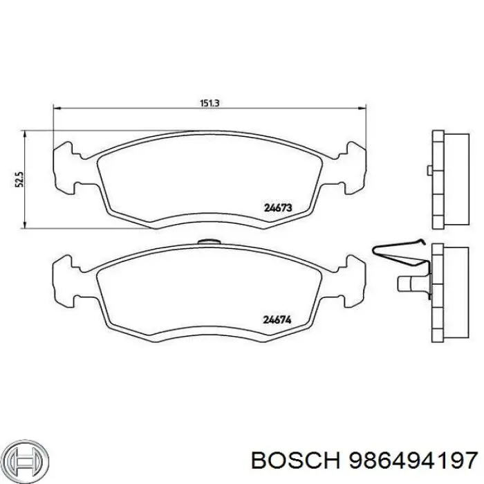 986494197 Bosch pastillas de freno delanteras