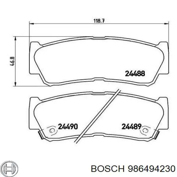 986494230 Bosch pastillas de freno traseras