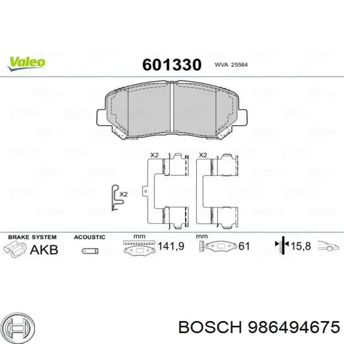 986494675 Bosch pastillas de freno delanteras