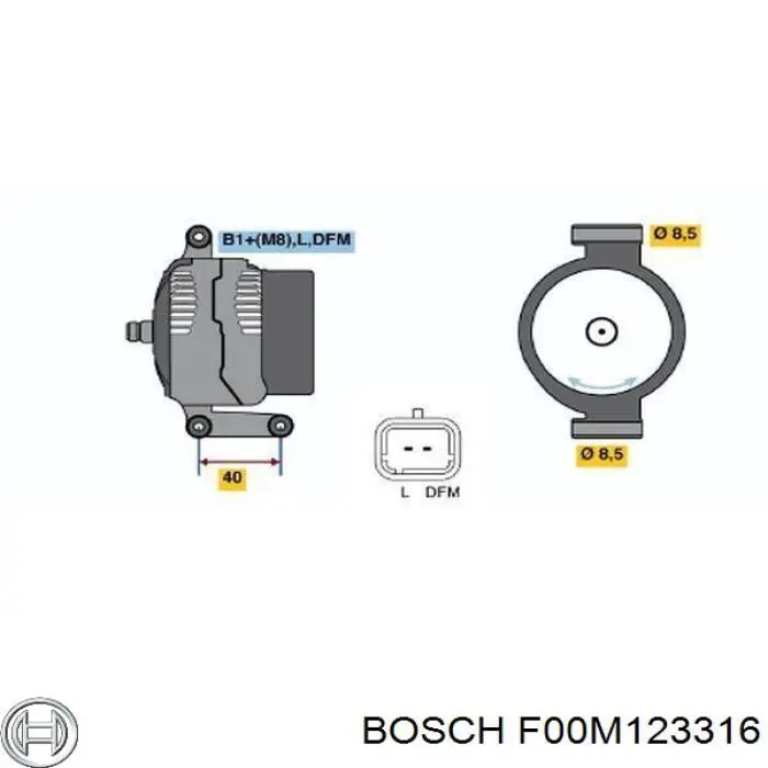 F 00M 123 316 Bosch alternador diodo puente rectificador