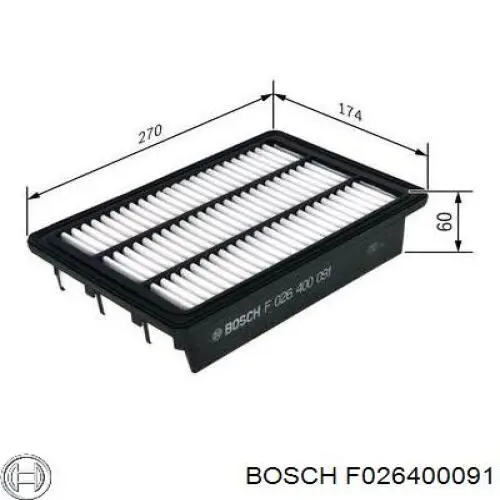 F 026 400 091 Bosch filtro de aire