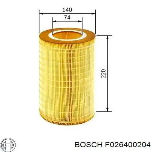 F026400204 Bosch filtro de aire