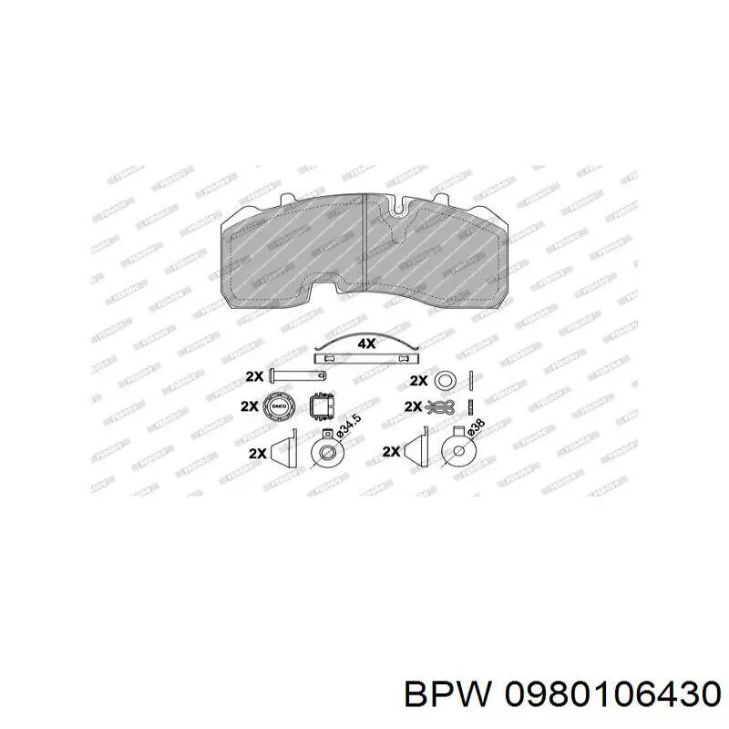 0980106430 BPW pastillas de freno traseras