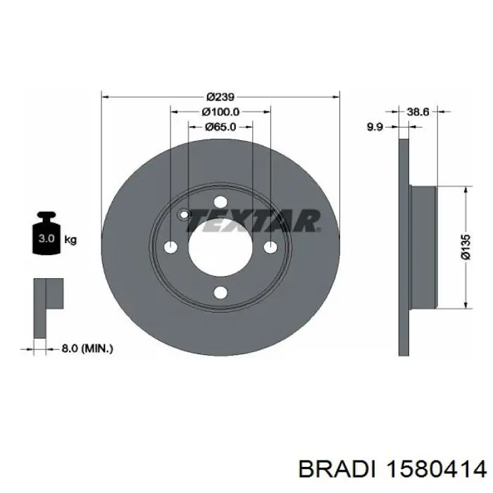 1.5804.14 Bradi freno de disco delantero