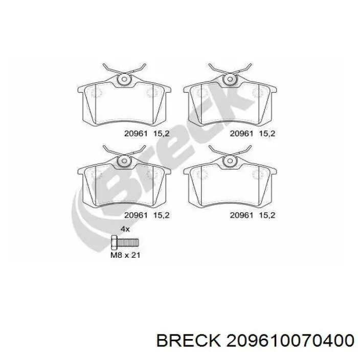 20961 00 704 00 Breck pastillas de freno traseras