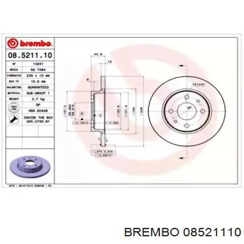 08.5211.10 Brembo freno de disco delantero