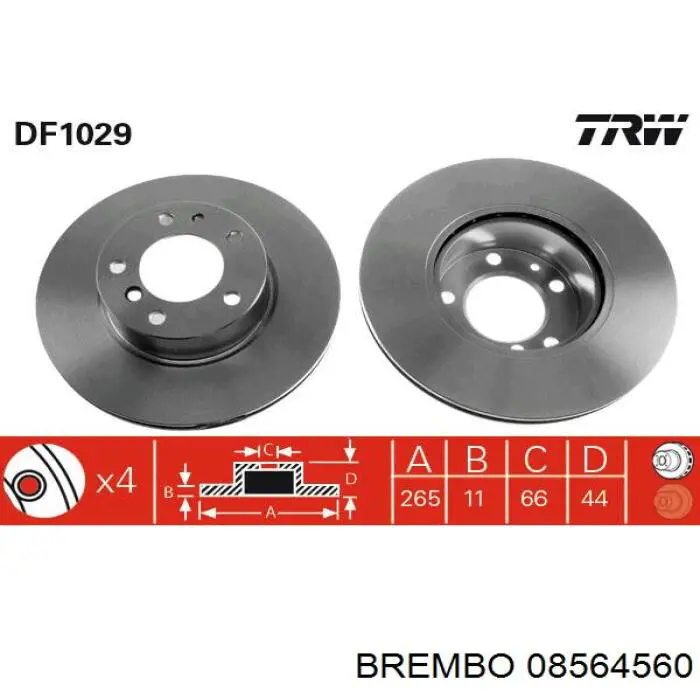 08564560 Brembo disco de freno trasero