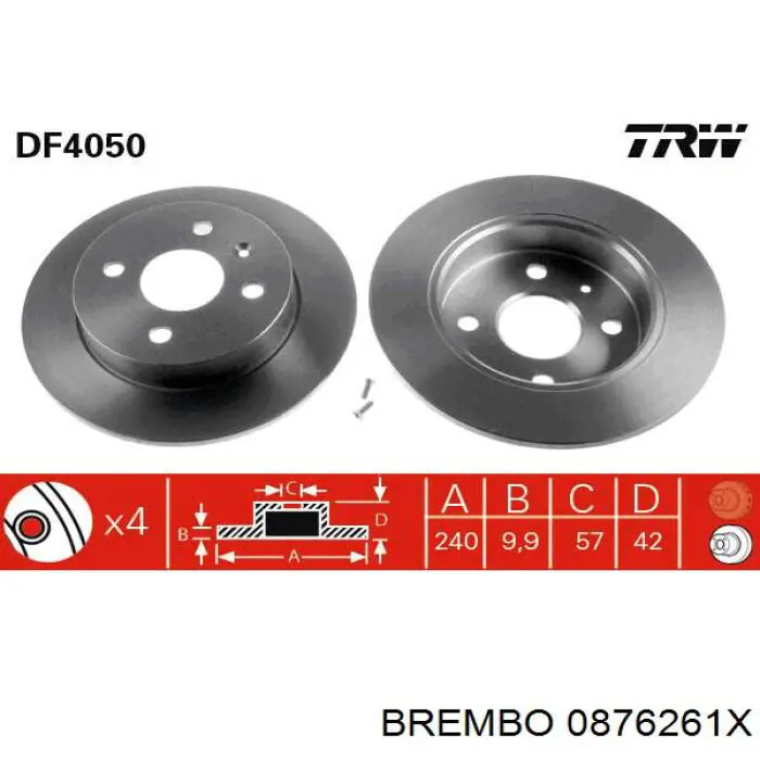 0876261X Brembo disco de freno trasero