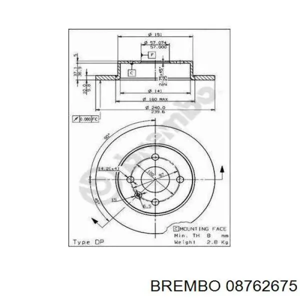 08.7626.75 Brembo disco de freno trasero