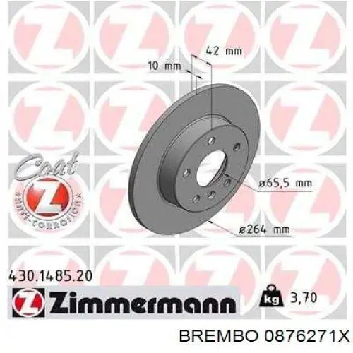 0876271X Brembo disco de freno trasero