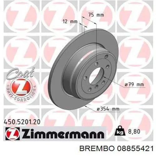 08.8554.21 Brembo disco de freno trasero