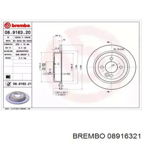 08.9163.21 Brembo disco de freno trasero