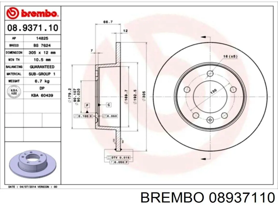 08.9371.10 Brembo disco de freno trasero