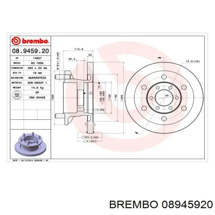 08.9459.20 Brembo freno de disco delantero