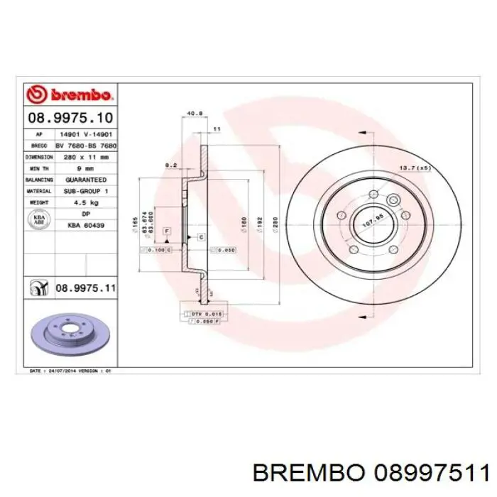 08.9975.11 Brembo disco de freno trasero