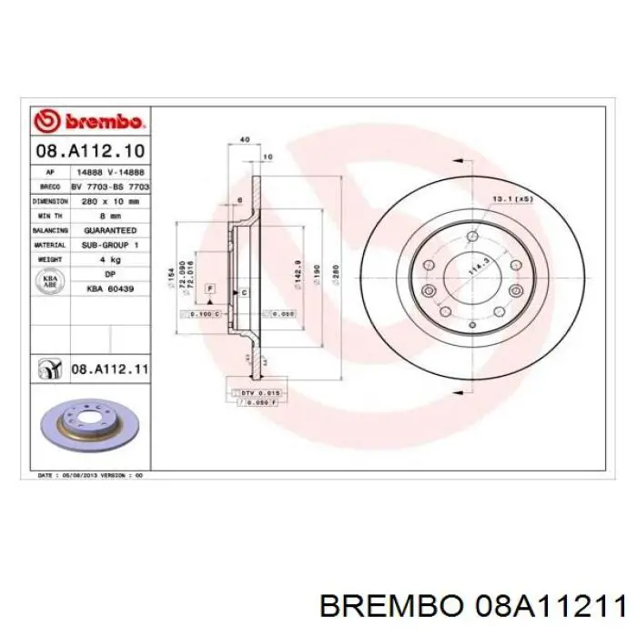 08.A112.11 Brembo disco de freno trasero