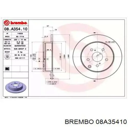 08.A354.10 Brembo disco de freno trasero