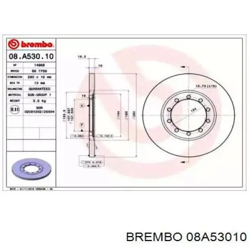 08.A530.10 Brembo disco de freno trasero