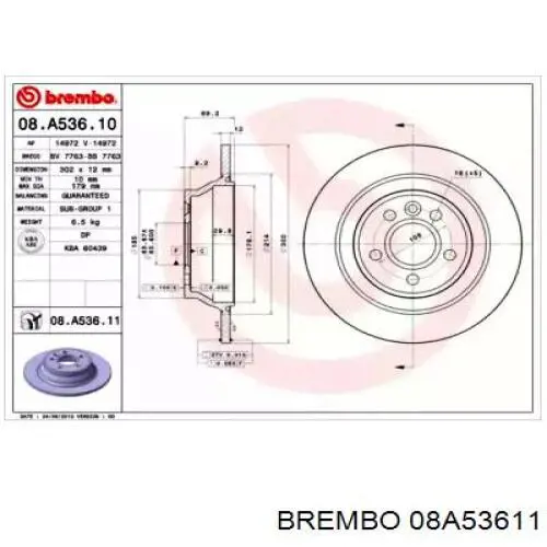 08.A536.11 Brembo disco de freno trasero