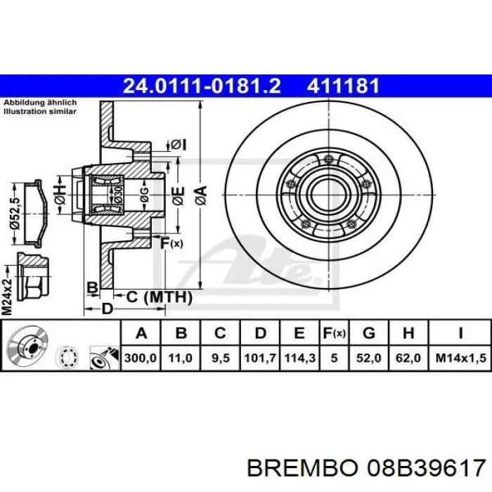 08B39617 Brembo disco de freno trasero