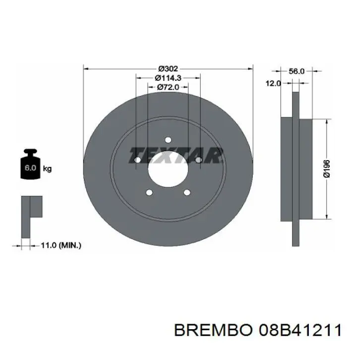 08.B412.11 Brembo disco de freno trasero