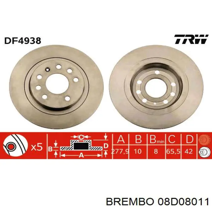 08.D080.11 Brembo disco de freno trasero