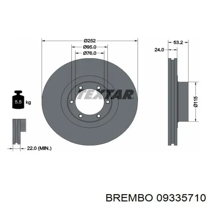 09.3357.10 Brembo freno de disco delantero