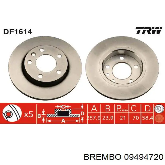 09.4947.20 Brembo freno de disco delantero