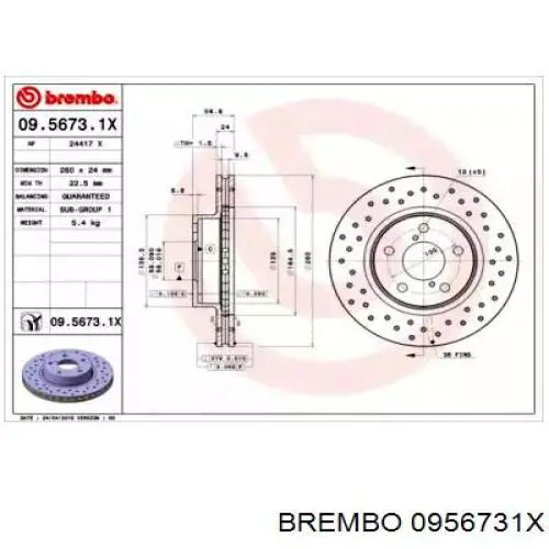 0956731X Brembo freno de disco delantero