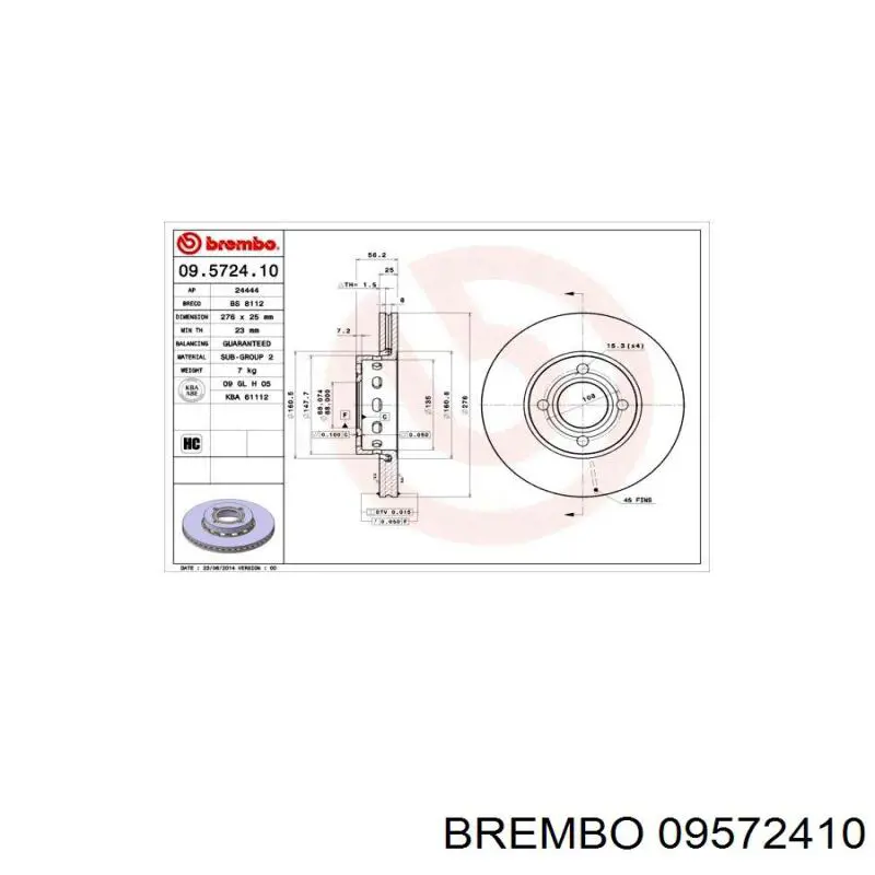 09.5724.10 Brembo freno de disco delantero