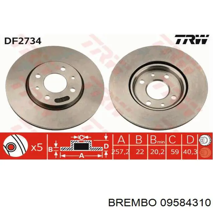 09584310 Brembo freno de disco delantero