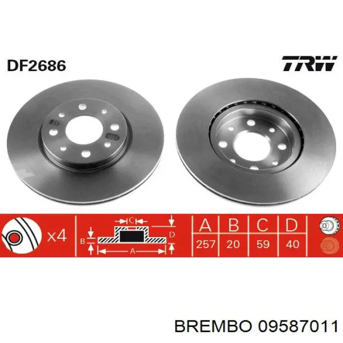 09.5870.11 Brembo freno de disco delantero