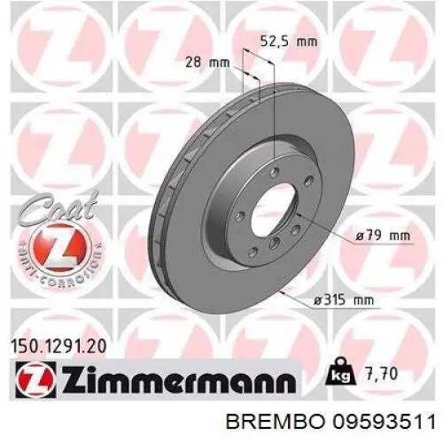 09.5935.11 Brembo freno de disco delantero