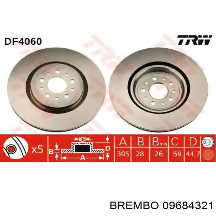 9684321 Brembo freno de disco delantero