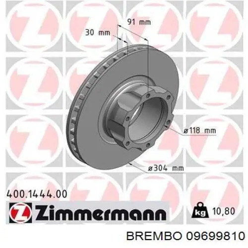 09699810 Brembo freno de disco delantero