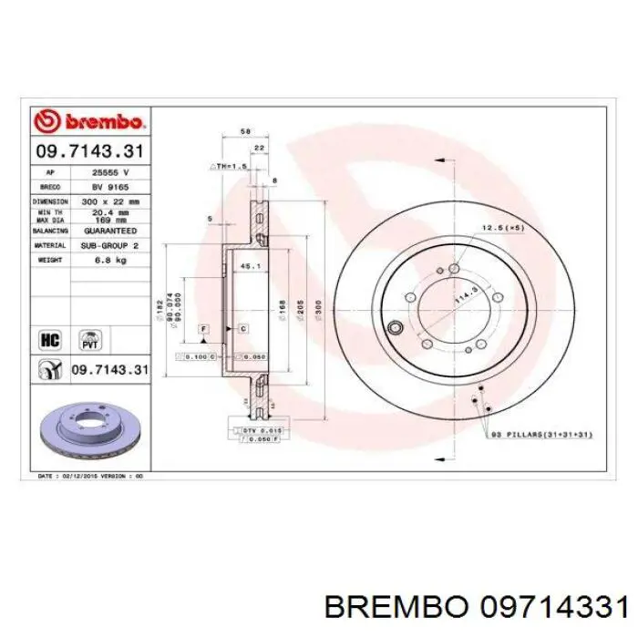 09.7143.31 Brembo freno de disco delantero