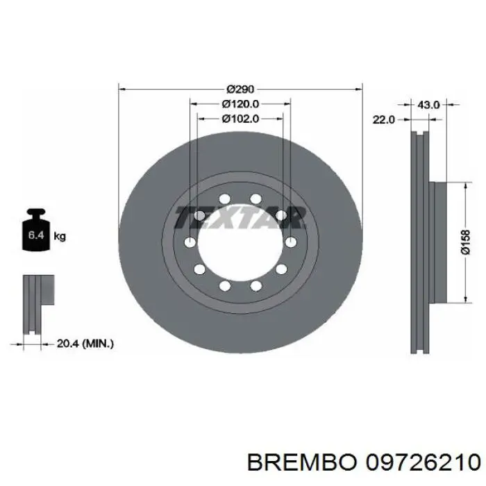 09.7262.10 Brembo freno de disco delantero