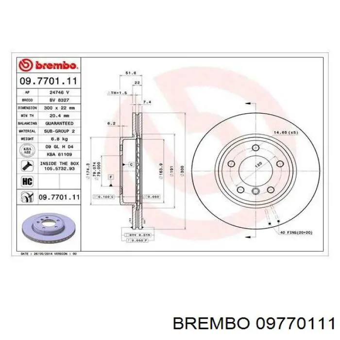 09.7701.11 Brembo freno de disco delantero