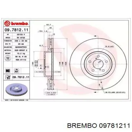 09.7812.11 Brembo freno de disco delantero