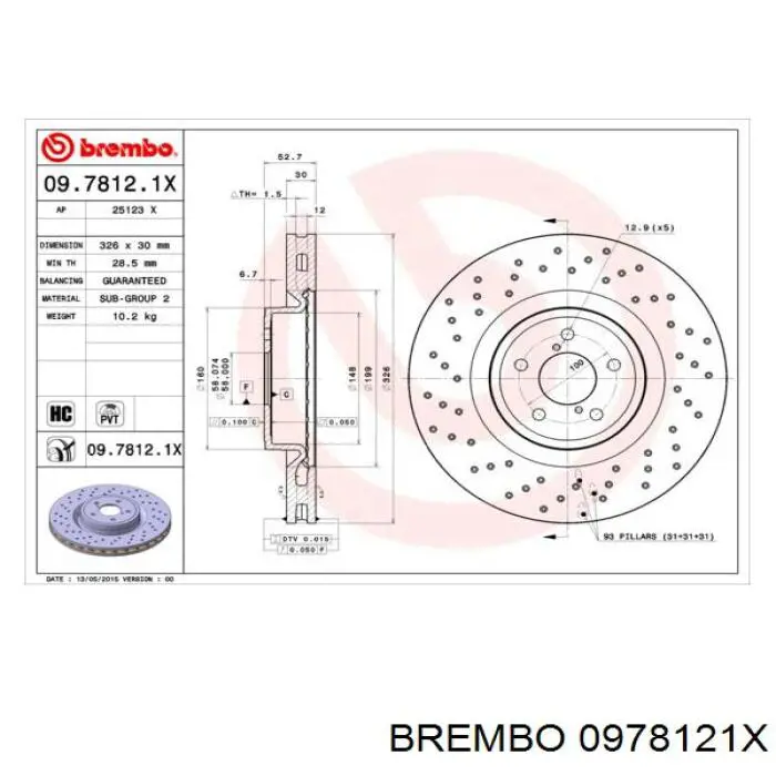 09.7812.1X Brembo freno de disco delantero