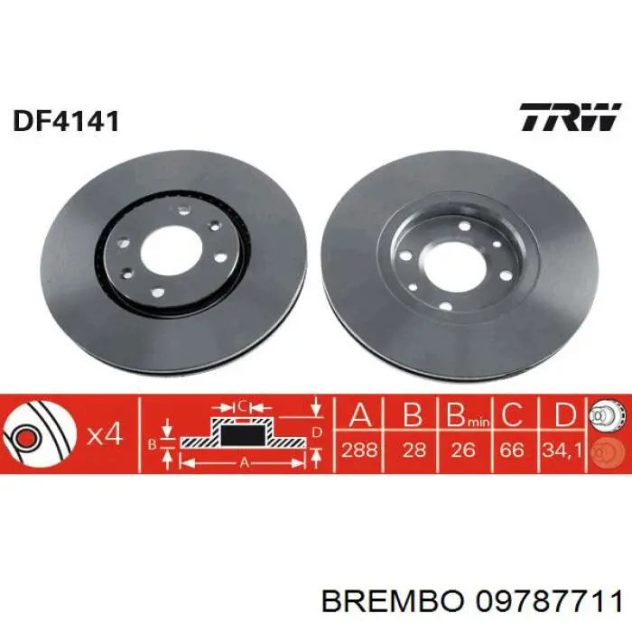 09.7877.11 Brembo freno de disco delantero