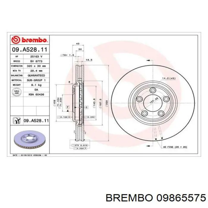 09.8655.75 Brembo freno de disco delantero