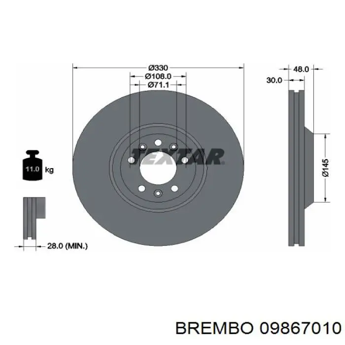 09.8670.10 Brembo freno de disco delantero