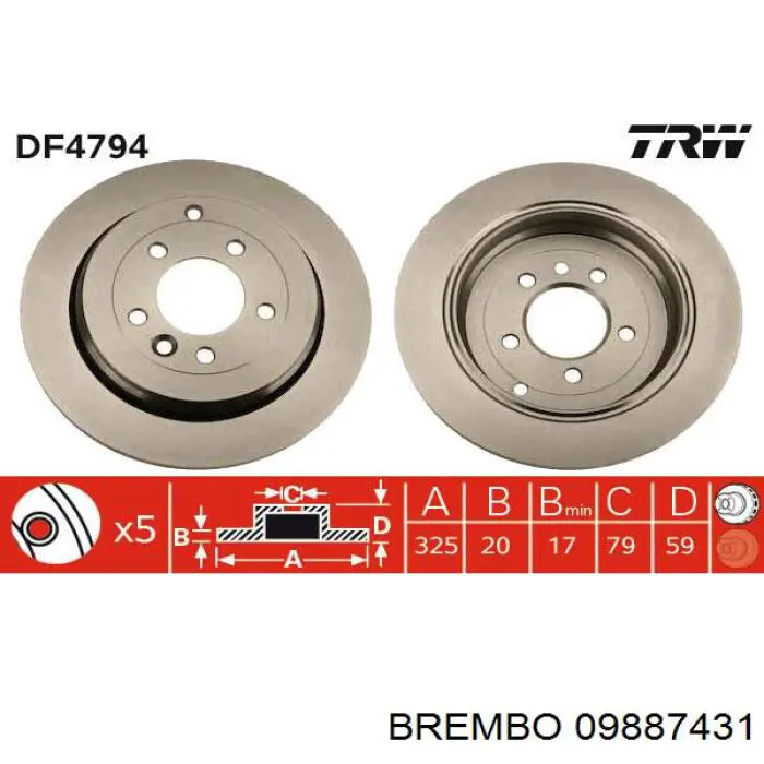 09.8874.31 Brembo disco de freno trasero